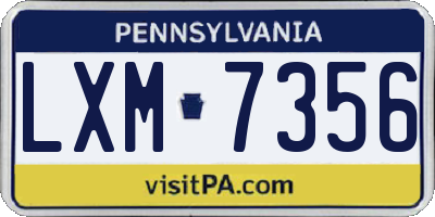 PA license plate LXM7356