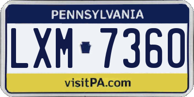 PA license plate LXM7360