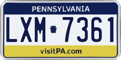PA license plate LXM7361