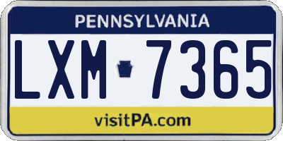 PA license plate LXM7365