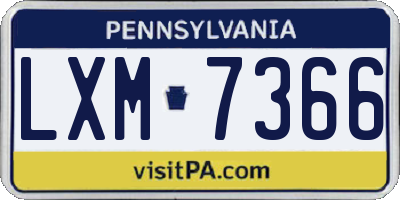 PA license plate LXM7366