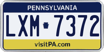 PA license plate LXM7372