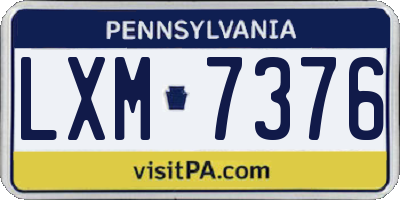 PA license plate LXM7376