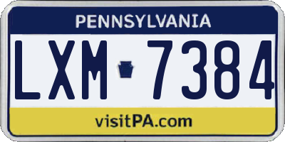 PA license plate LXM7384