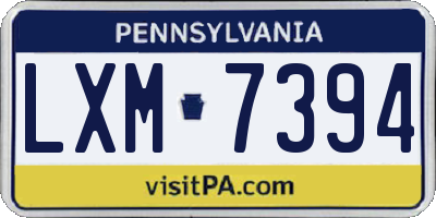 PA license plate LXM7394