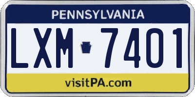 PA license plate LXM7401