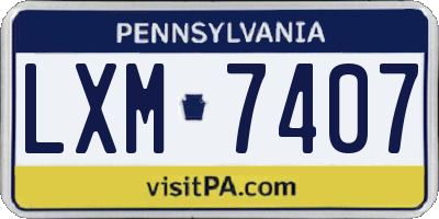 PA license plate LXM7407