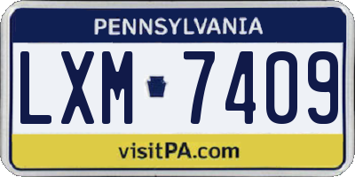 PA license plate LXM7409