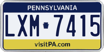 PA license plate LXM7415