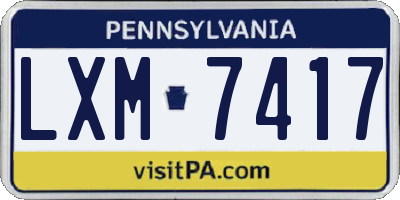 PA license plate LXM7417