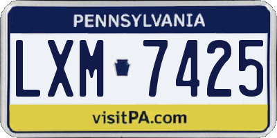 PA license plate LXM7425