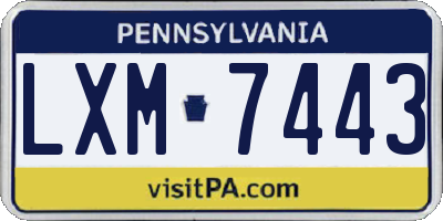 PA license plate LXM7443