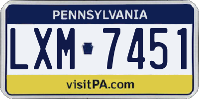 PA license plate LXM7451