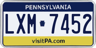 PA license plate LXM7452