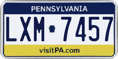 PA license plate LXM7457