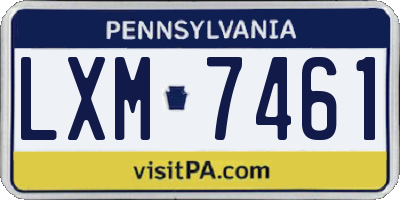 PA license plate LXM7461