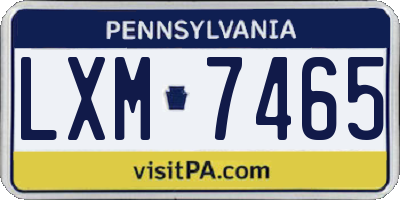 PA license plate LXM7465
