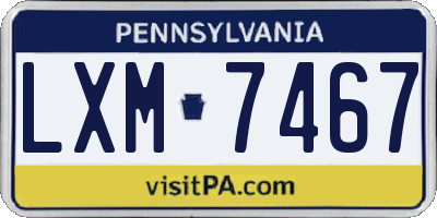 PA license plate LXM7467