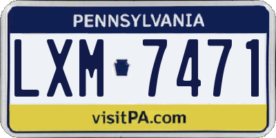 PA license plate LXM7471