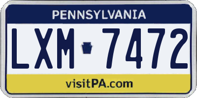 PA license plate LXM7472