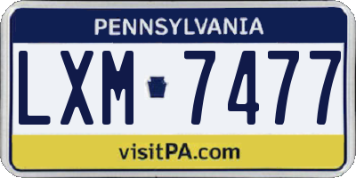 PA license plate LXM7477