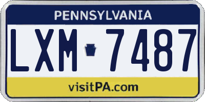PA license plate LXM7487
