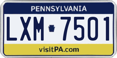PA license plate LXM7501
