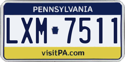 PA license plate LXM7511