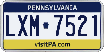 PA license plate LXM7521