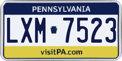 PA license plate LXM7523