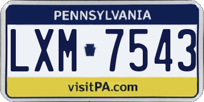 PA license plate LXM7543