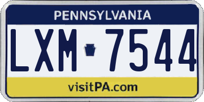PA license plate LXM7544