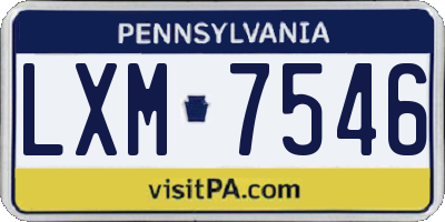 PA license plate LXM7546