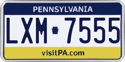 PA license plate LXM7555