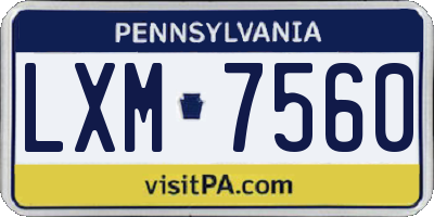 PA license plate LXM7560