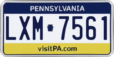 PA license plate LXM7561