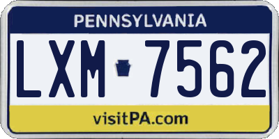 PA license plate LXM7562