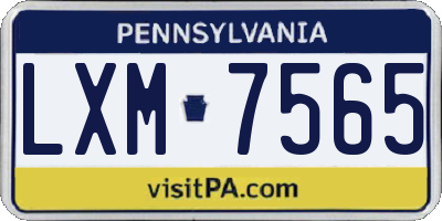 PA license plate LXM7565