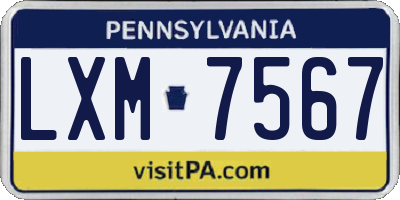 PA license plate LXM7567