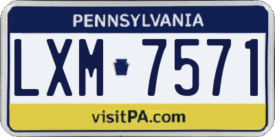 PA license plate LXM7571