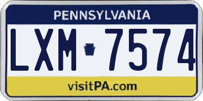 PA license plate LXM7574