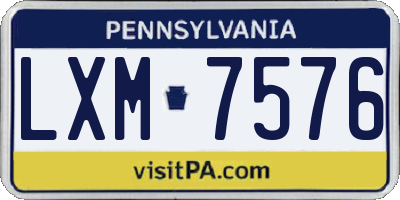 PA license plate LXM7576
