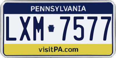 PA license plate LXM7577