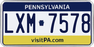 PA license plate LXM7578