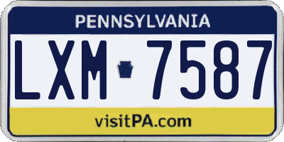 PA license plate LXM7587