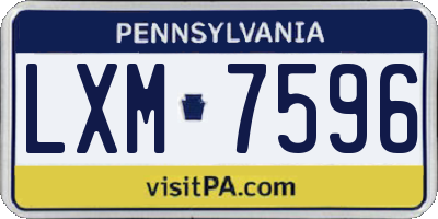 PA license plate LXM7596