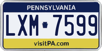 PA license plate LXM7599
