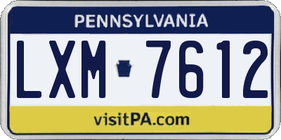 PA license plate LXM7612