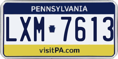 PA license plate LXM7613