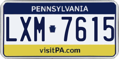 PA license plate LXM7615